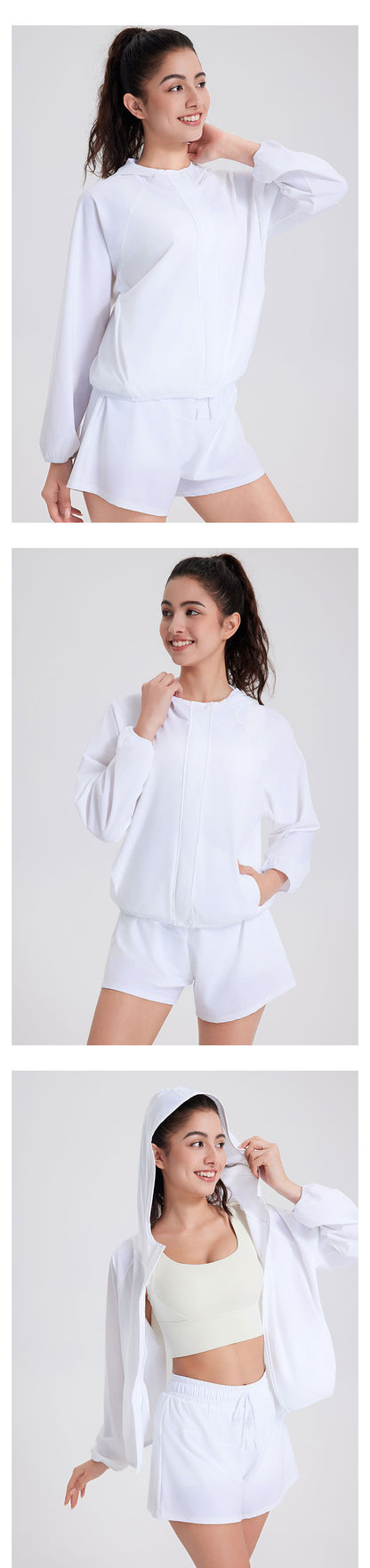 Hooded Thin Anti-DDoS Workout Clothes Women's Sports Casual Jacket