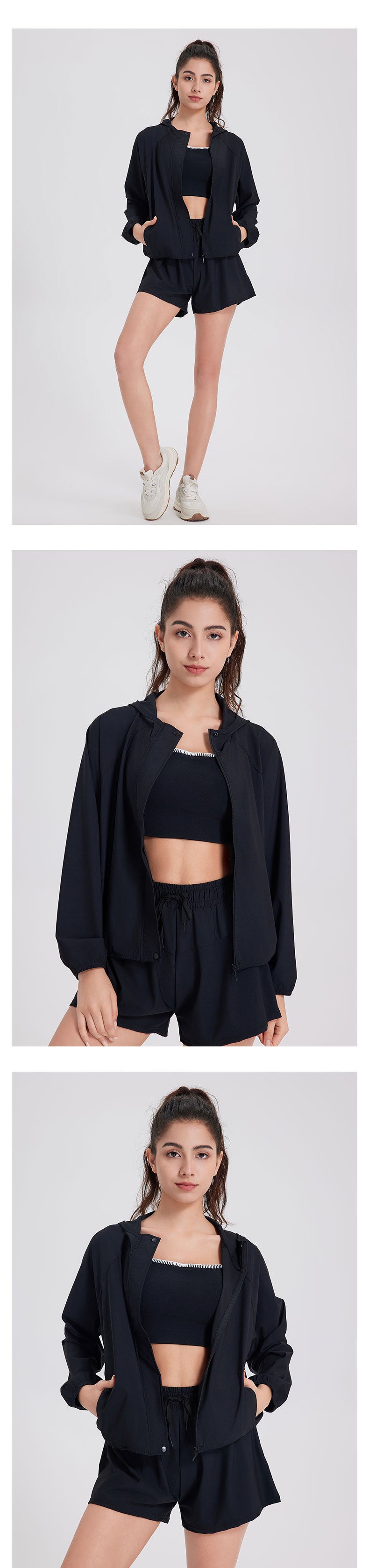 Hooded Thin Anti-DDoS Workout Clothes Women's Sports Casual Jacket